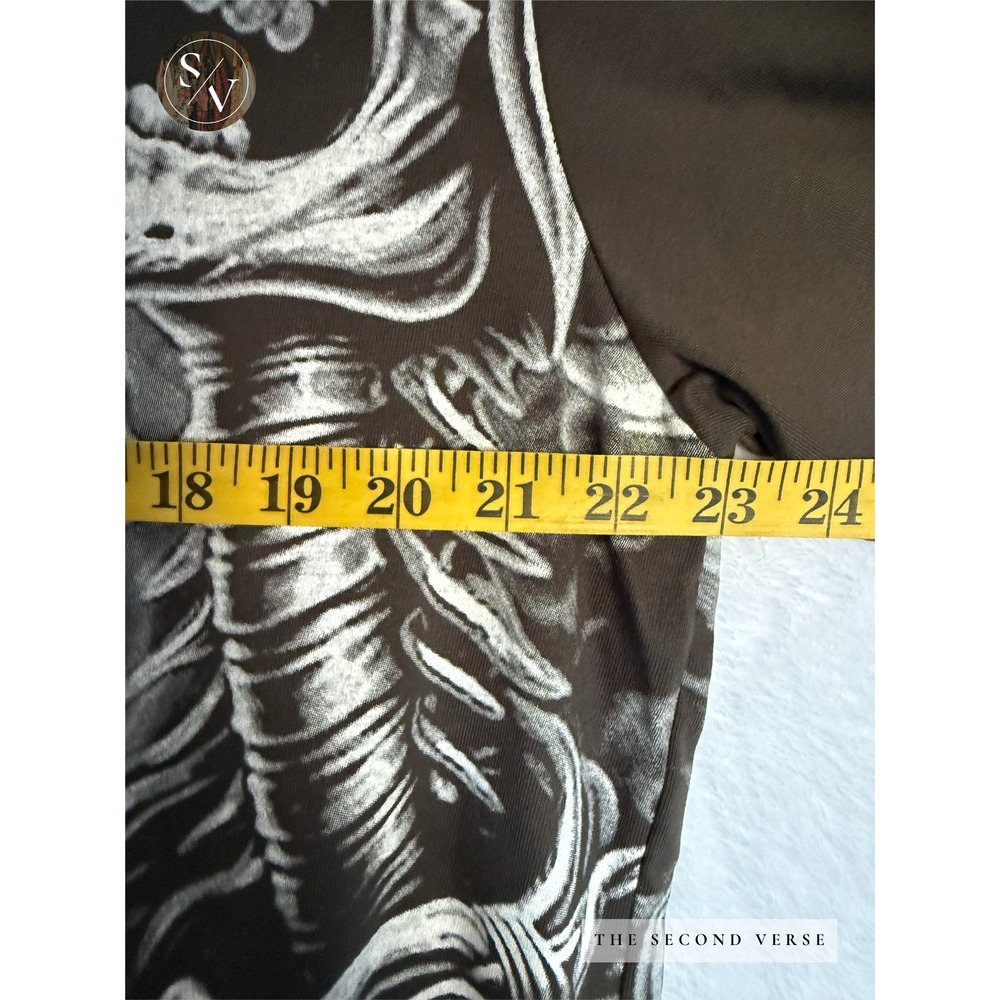 Rebellious Skull Graphic Long Slv Shirt Men Streetwear Goth Grunge Grey Black XL - Picture 6 of 7
